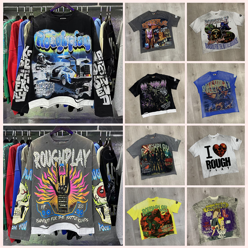 RoughPlay stylish men hoodie designer t shirt fashion street trendy brand shirts graphic tee shirt hip hop shirt oversized shirts size s-xl