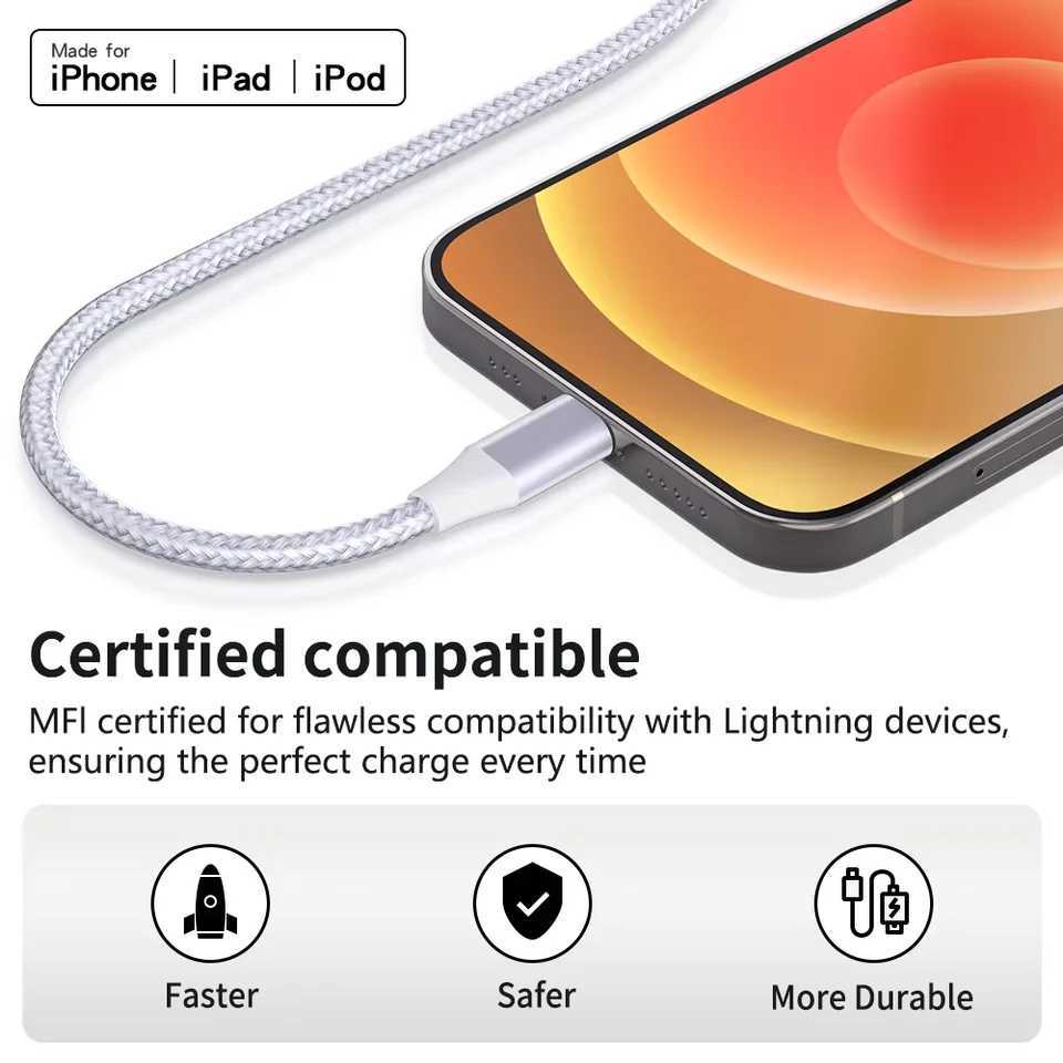 2PCS USB A to Lightning Fast Charging Nylon Braided MFI Certified Data Cable 480Mbps Cpatible for iPhone14 13 12 11 Pro C251203