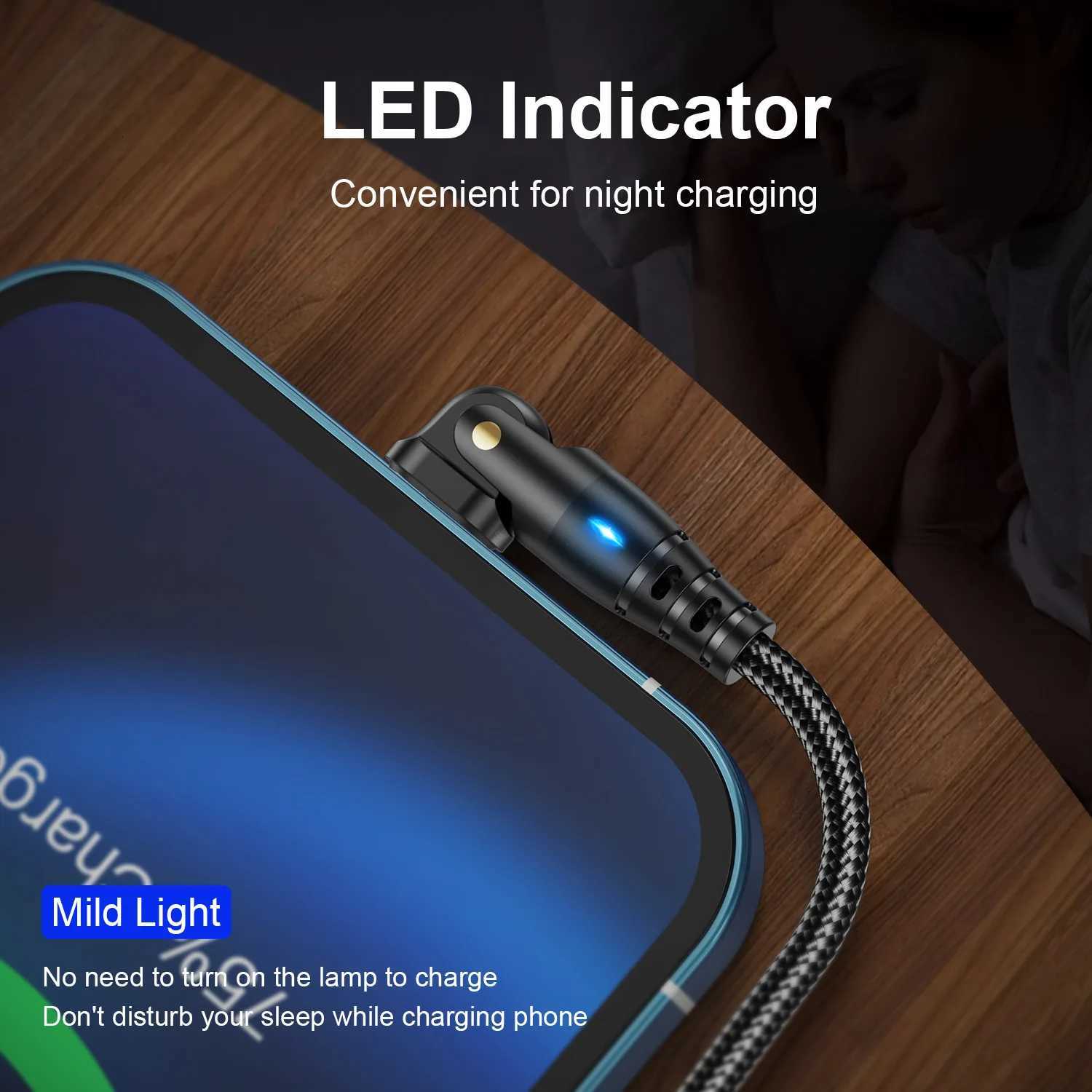 Rotatable USB Fast Charging Cable For iPhone 14 13 12 11 Pro Max X XR XS 7 8 6 Phone Data Cord Charger Wire Accessories C251203