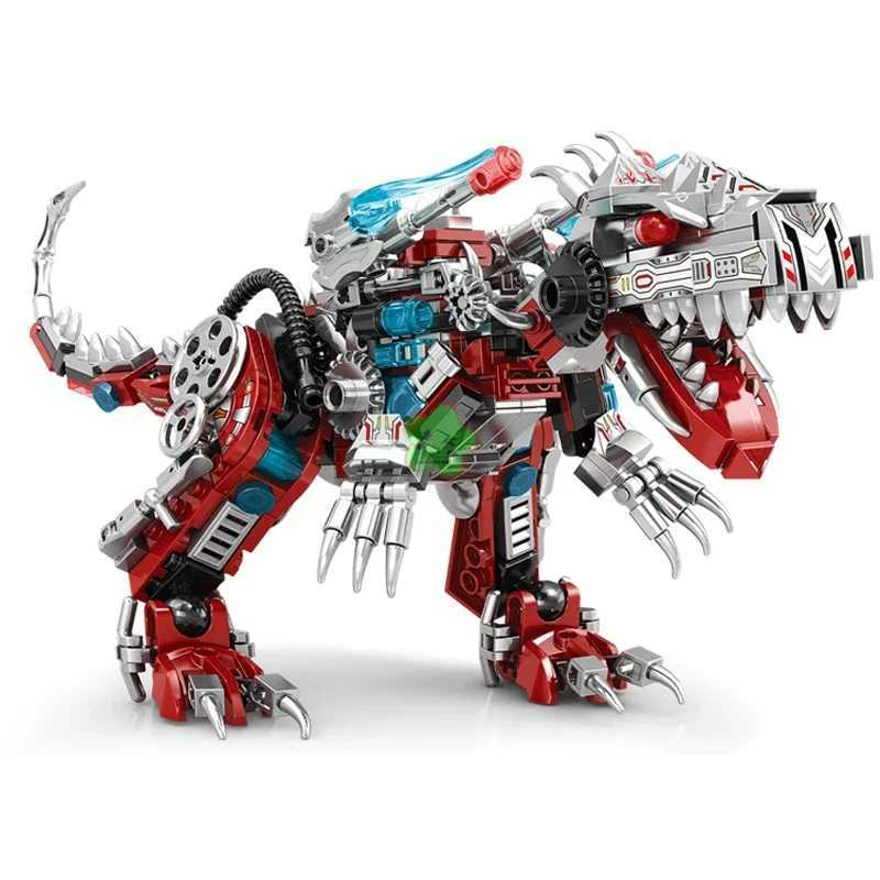 2IN1 Jurassic Mechanical Indinus Rex Dinosaur World Model Building Blocks Ci Fighter Dino Park Bricks Children Toy C251203