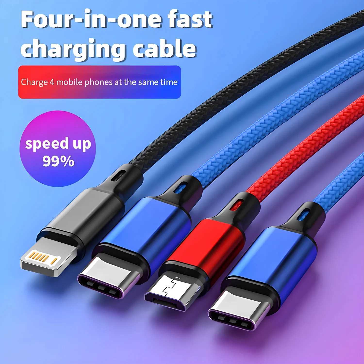 100W 4 in 1 er Fast Charging Cable Micro USB to Type C IOS USB Cable 3A Dual PD For iPhone 16 15 12M C251203