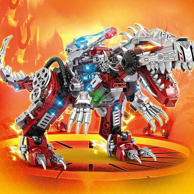 2IN1 Jurassic Mechanical Indinus Rex Dinosaur World Model Building Blocks Ci Fighter Dino Park Bricks Children Toy C251203