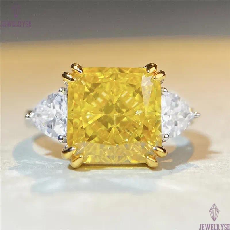 yellow wed diamond designer ring for woman 925 sterling silver 5A zirconia square wedding engagement heart rings womens luxury jewelry mother friend g