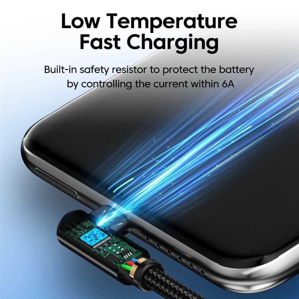 6A USB Type C Cable 90 Degree USB A To Type C Fast Charging Phone Cable For Honor USB C Quick Charge Cable C251203