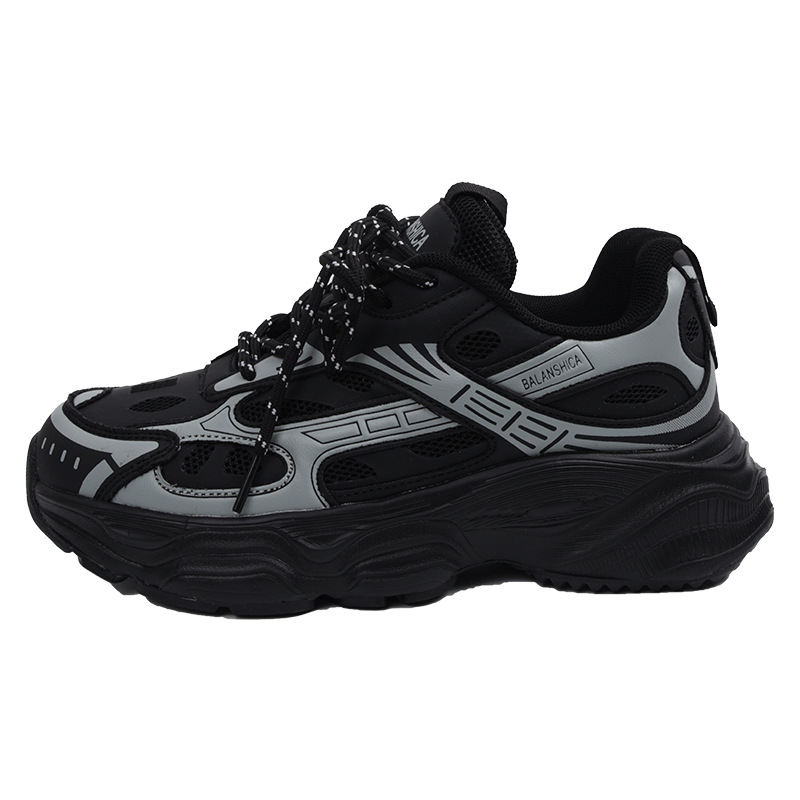 Men's chunky dad shoes 2025 spring new style Black Warrior ins internet celebrity little black shoes men's trendy sports shoes