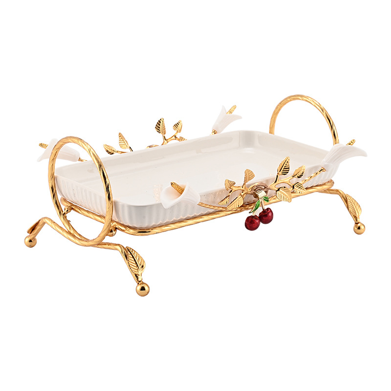 Dishes & Plates--Wrought Iron Creative Shape Fruit Tray, Home Living Room Afternoon Tea Snack Dessert Dry Fruit Plate---QD8084-17