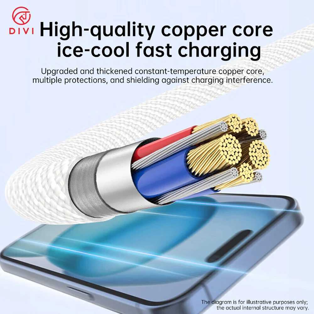 DIVI USB-C Cable 30W Fast Charging Type C to lightning Cable For IPhone 14 13 12 11 pro Max Xs Plus Type C Date Wire C251203