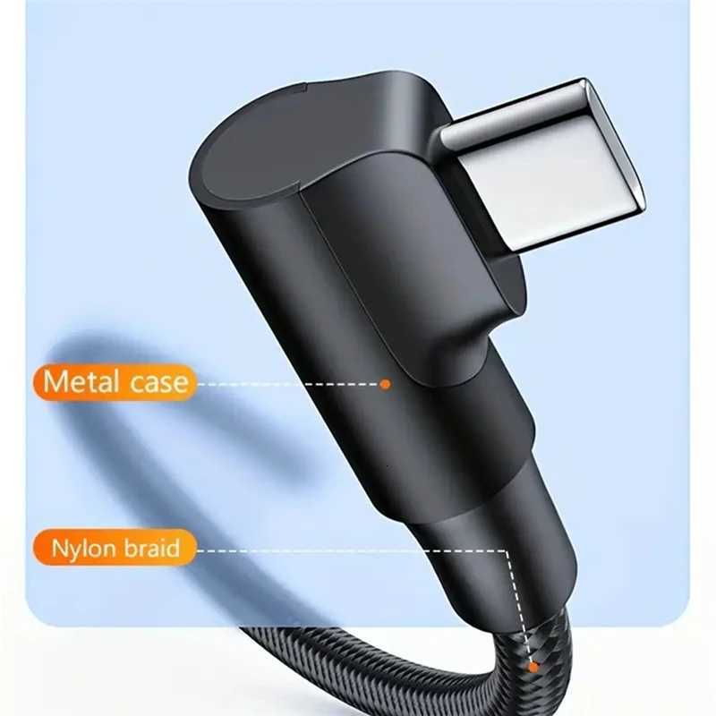 90 Degree USB C Fast Charge Cable For iPhone 16 15 Pro Max Redmi OnePlus Nylon Braided Type C Cables C251203