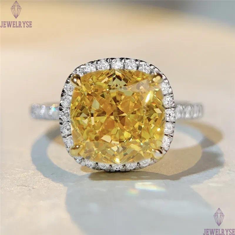 yellow wed diamond designer ring for woman 925 sterling silver 5A zirconia square wedding engagement heart rings womens luxury jewelry mother friend g