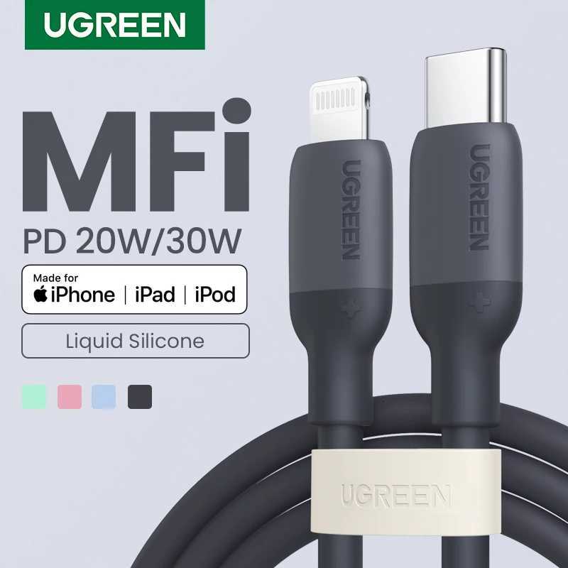 UGREEN MFi Silicone Type C to Lightning Cable for iPhone 11 14 13 12 Pro Max USB C Fast Charging for iPad iPhone Charge Cable C251203