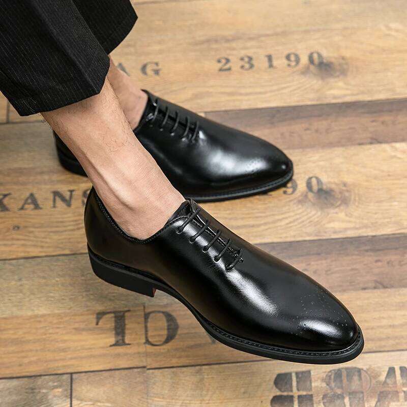 New Red Sole Brogue Men Black Business Mens Formal Shoes Lace-up Round Toe Spring/Autumn