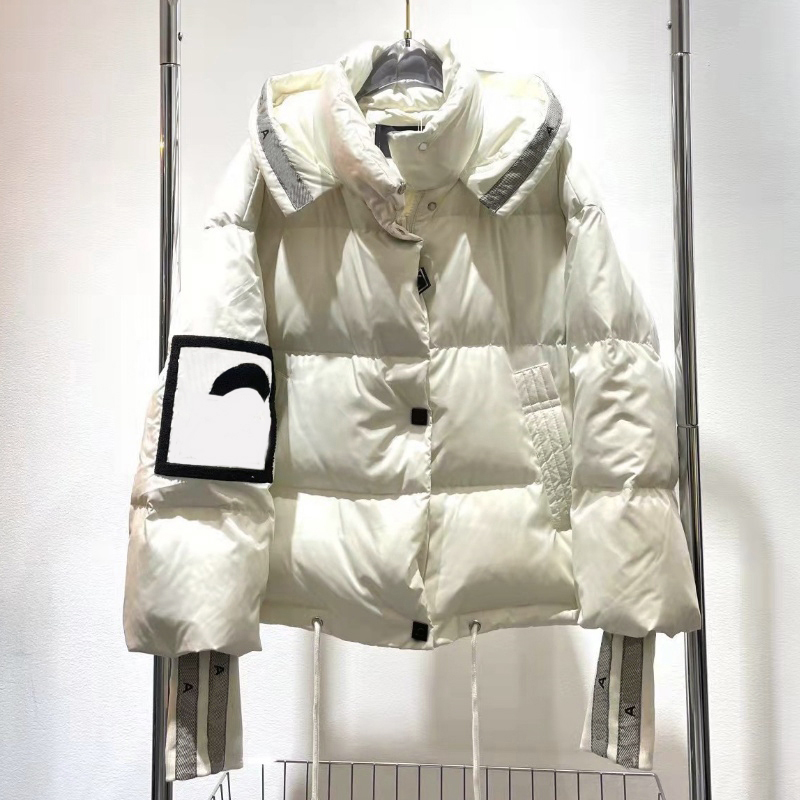 L04 Designer-Style Fashionable Warm Winter Women's Down-Filled Quilted Jacket Embroidered Collar Hooded Zipper Jacket Thick-Cut Unisex Letter Print Jacket