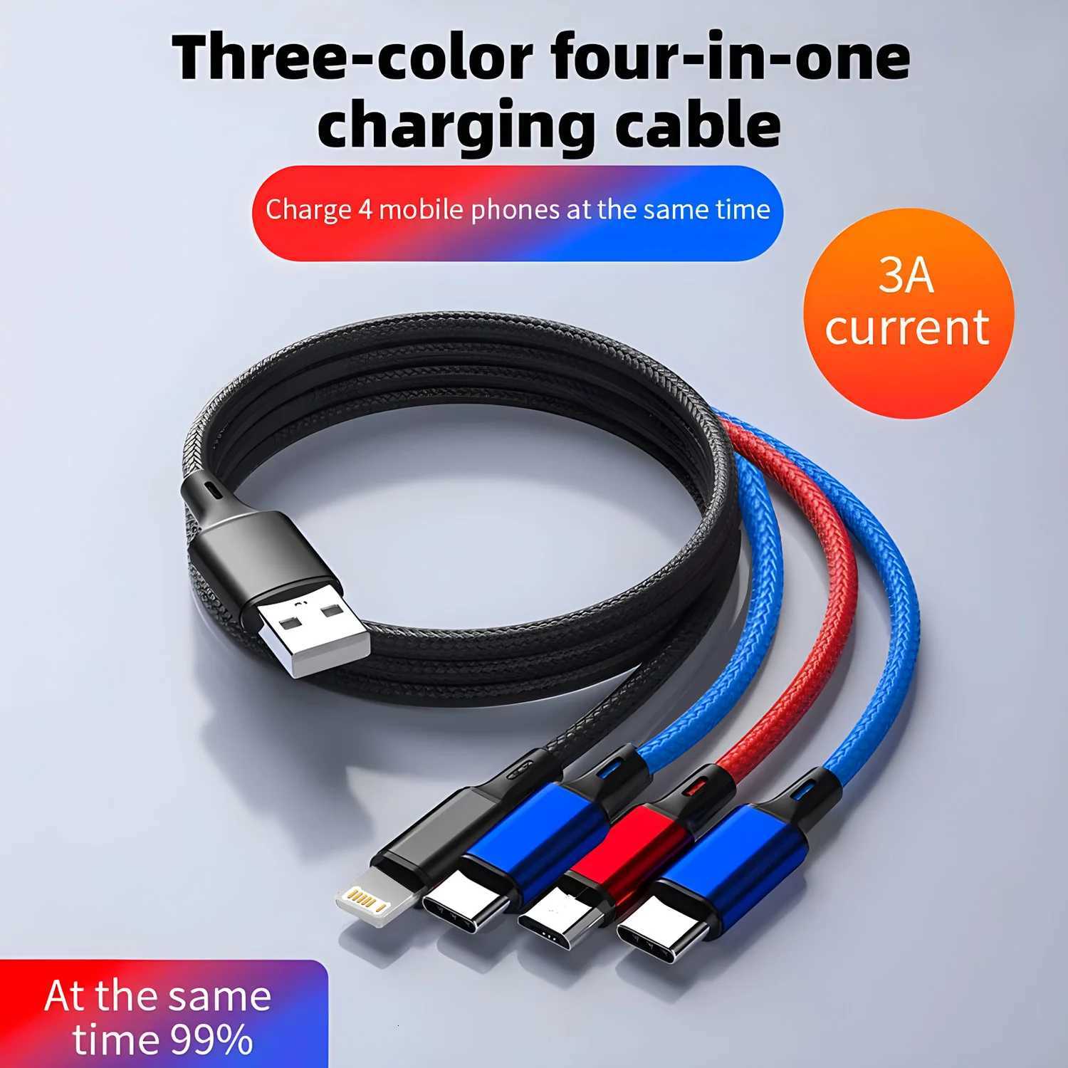 100W 4 in 1 er Fast Charging Cable Micro USB to Type C IOS USB Cable 3A Dual PD For iPhone 16 15 12M C251203