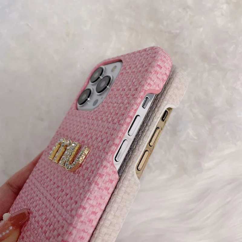 Woven luxury Pattern Suitable for 17 Promax Phone Case for IPhone 13/14/15/16 Pro Half Pack Protective Case Anti Drop Cover Case M251203
