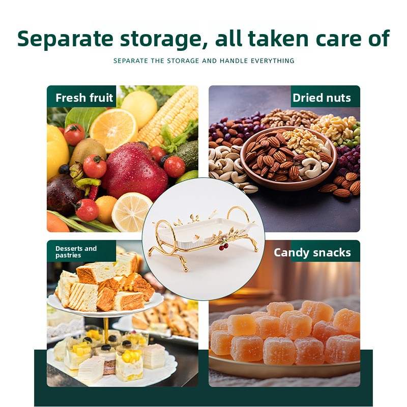 Dishes & Plates--Wrought Iron Creative Shape Fruit Tray, Home Living Room Afternoon Tea Snack Dessert Dry Fruit Plate---QD8084-17