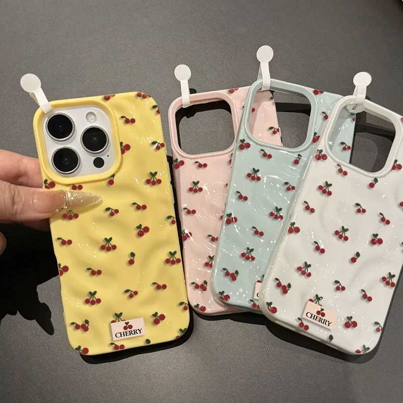 Cute ry Folds Texture Phone Case For iPhone 17 16 15 14 13 12 11 Pro Max 16 15 Plus Candy Color Shockproof Soft Back Cover H251203
