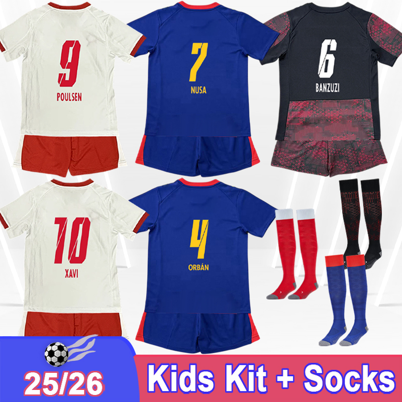 25 26 Leipzig Kids kit Soccer Jerseys OLMO POULSEN ORBAN BITSHI ELMAS HAIDARA SEIWALD BAUMGARTNER KLOSTERMANN Home Away 3rd Football Shirts Uniforms
