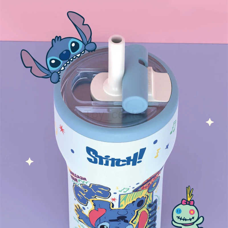 Disney Cartoon Stainless steel Thermos Cup 630ml Stitch Lotso Coffee Cup With Straw Large-Capacity Cute Water Cups Car Cup Gift H251203