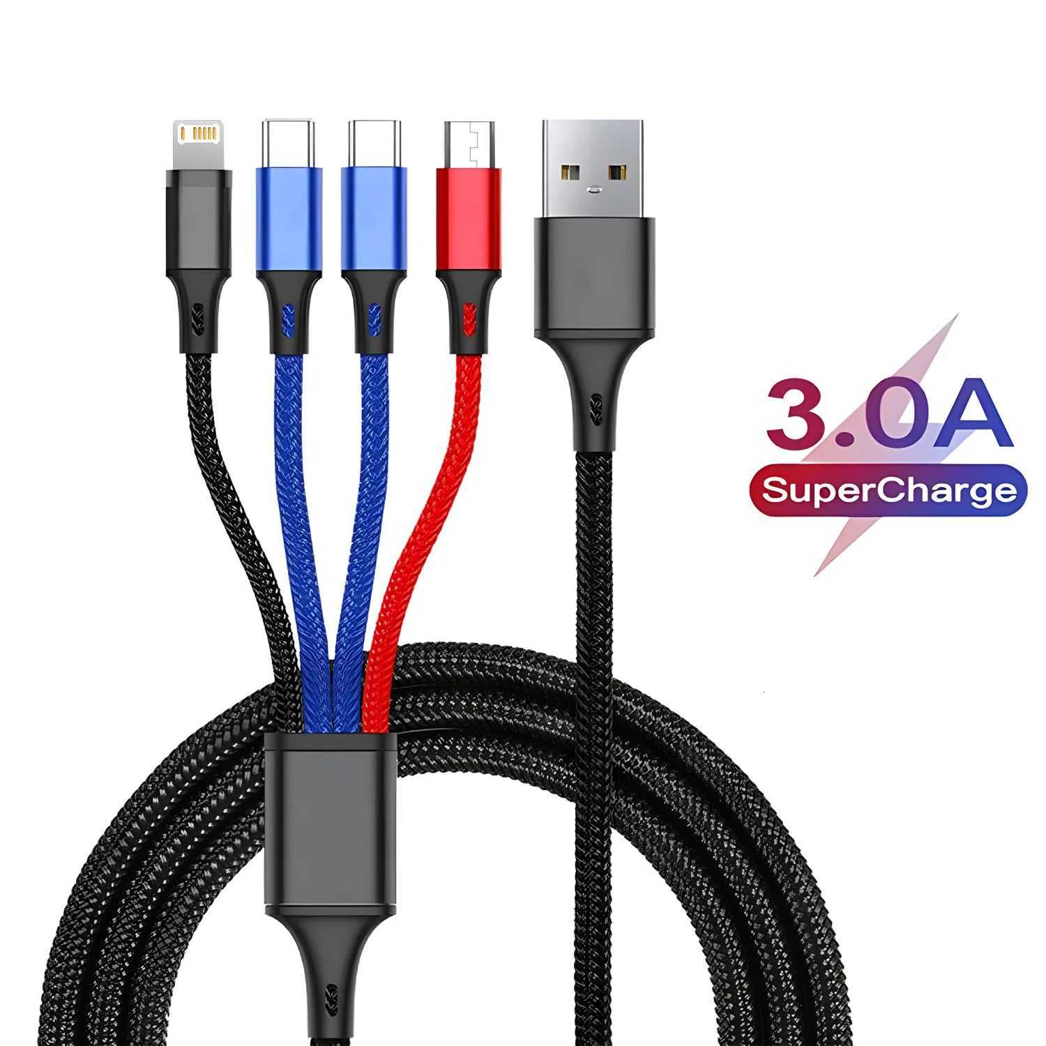 100W 4 in 1 er Fast Charging Cable Micro USB to Type C IOS USB Cable 3A Dual PD For iPhone 16 15 12M C251203