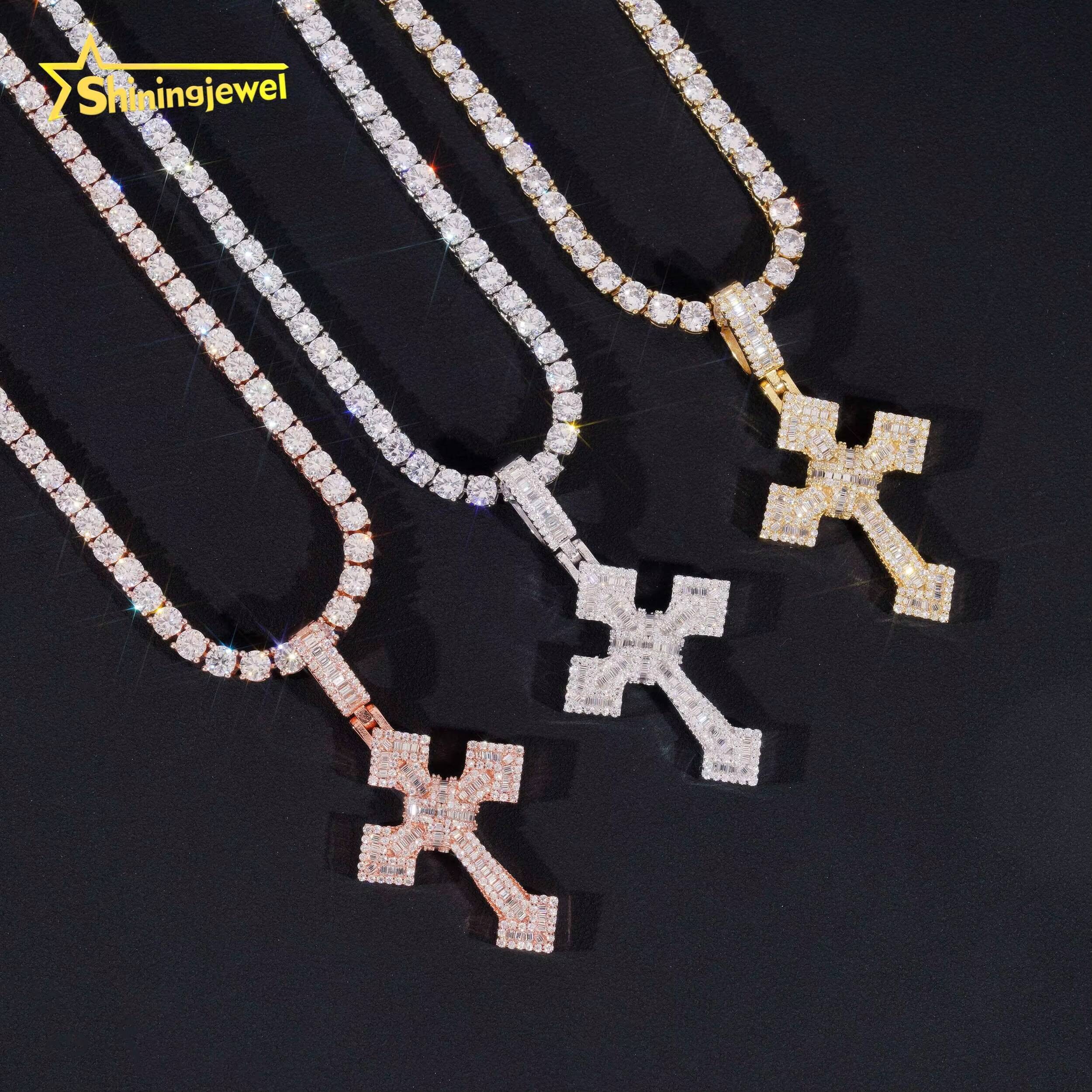 Cheap Price VVS Moissanite Cross Pendant S925 18K Gold Plated Gra Moissanite Pass Diamond Test Hip Hop Iced Out Pendant