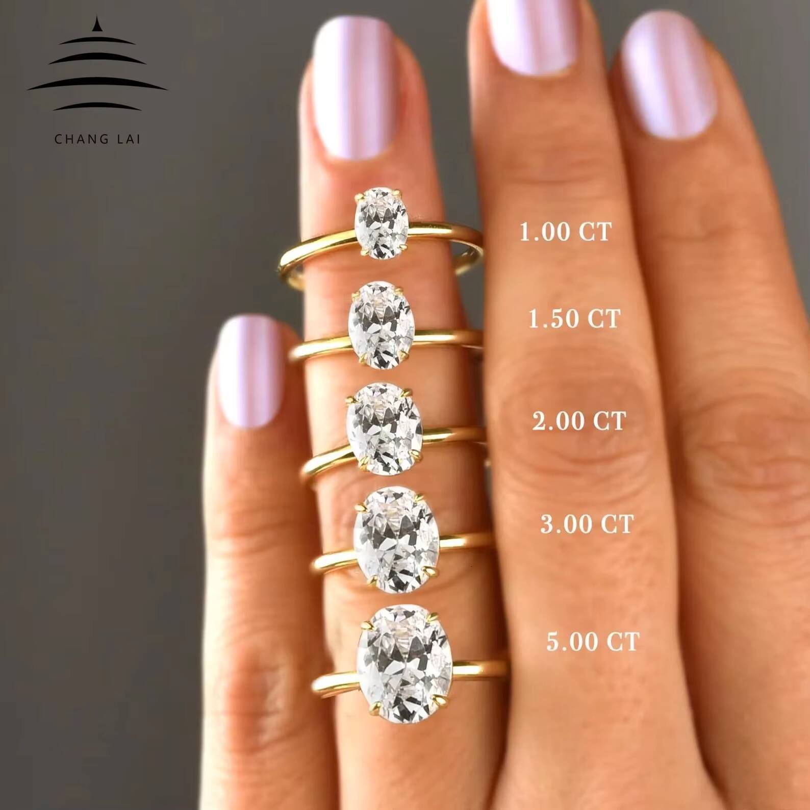 CHANG LAI Customized Ring CVD HPHT IGI Certified Oval Cut 10K 14k 18k Solid Gold White Gold Lab Grown Diamond Ring Jewelry