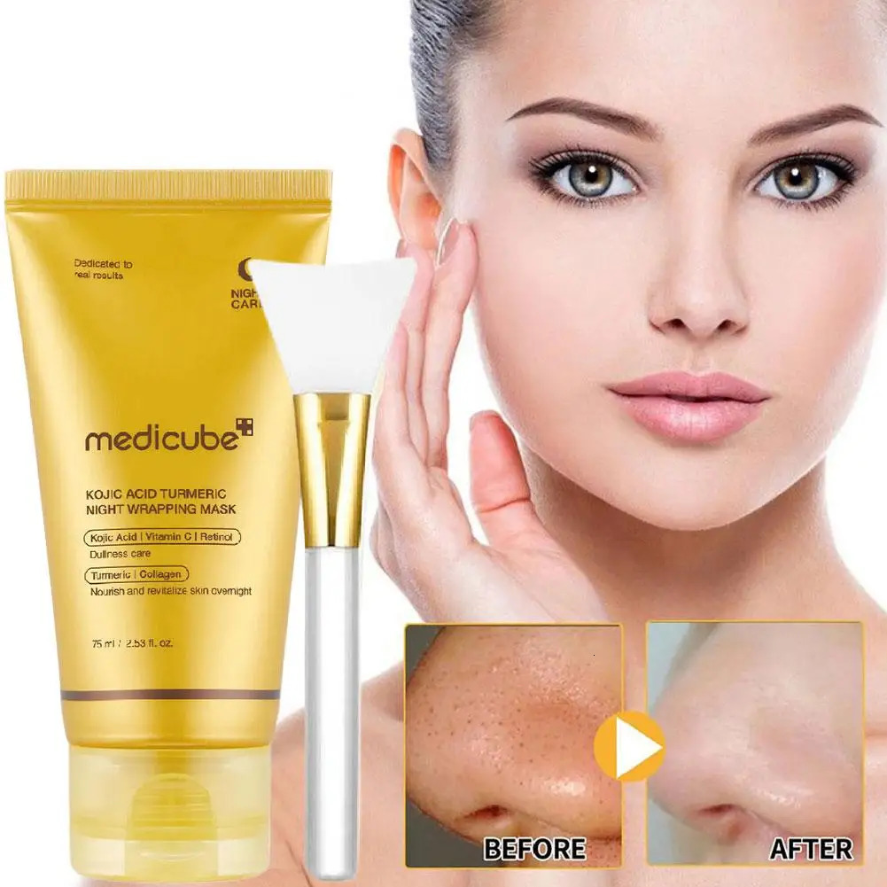 Medicube Turmeric Collagen Face Mask Overnight Peel off Wrapping Facial Mask Reduce Sagging Brighten Dullness Glowing Skincare 251129