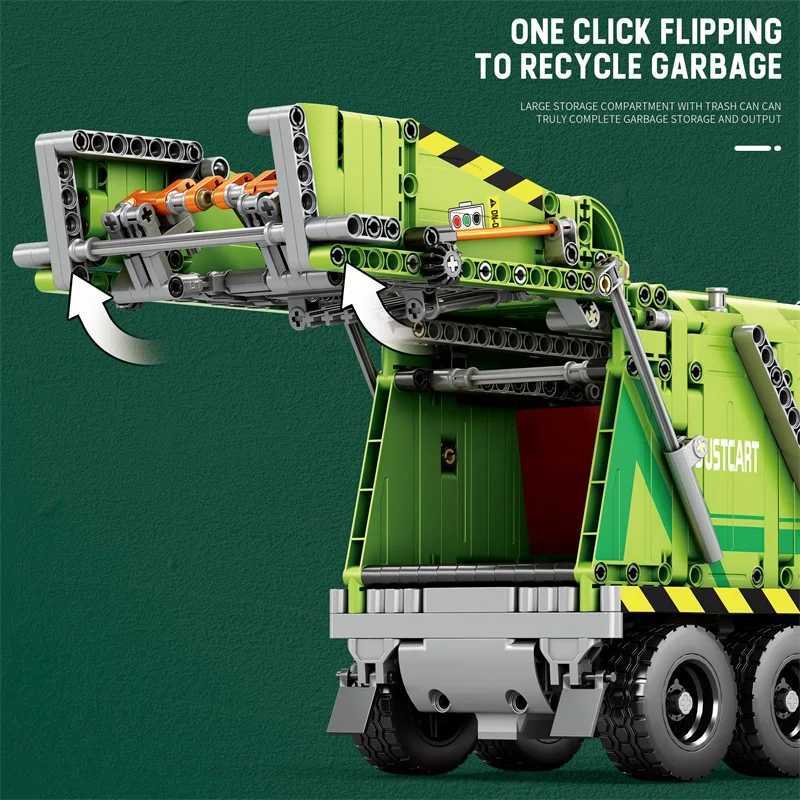 Remote Control Cpressed Garbage Truck Building Blocks Ci Sanitation Technical RC Car Model Bricks Kids Toys Holiday Gifts C251203
