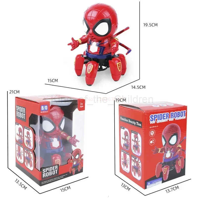 Disney Marvel The Amazing Spider Man Dancing Robot Musical Light Electric Toy Doll Spiderman Action Figure Children Funny Birthday Gift H251203