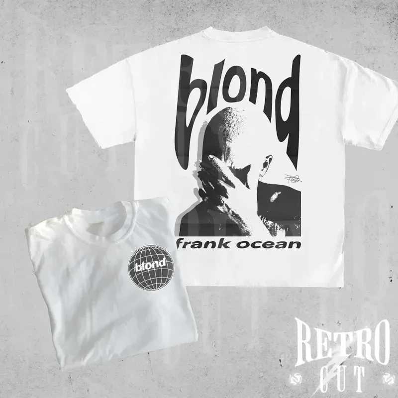 Rapper Frank Retro Graphic T Shirt Mens Hip Hop Ocean Album Clothing T-Shirts Y2k Unisex Blond Fashion Oversized Cotton T-shirt