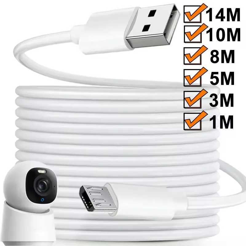 1m/5m/8m/10m tra Long Micro USB Charging Cable Power Extension Cord for //IP Web Camera Android Extended Wire C251203