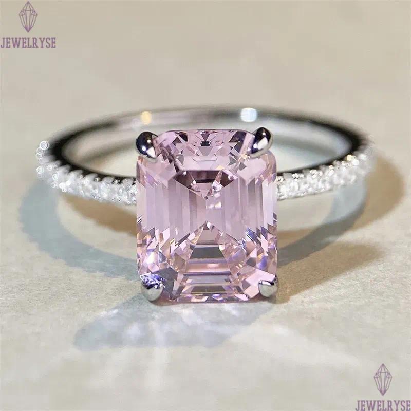 pink diamond designer ring for woman wed 925 sterling silver 5A zirconia round pear love wedding engagement heart band rings womens luxury jewelry siz