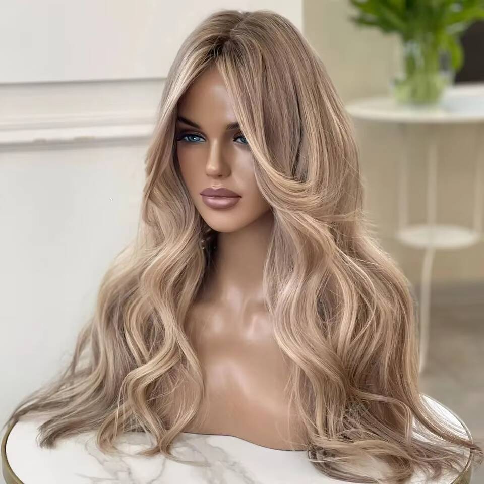 Je Quality Wig 150 Density Ombre Blonde Color Wave 100 Unprocessed Young Donor Hair Swiss Lace Front Wigs With Fringe - view 5