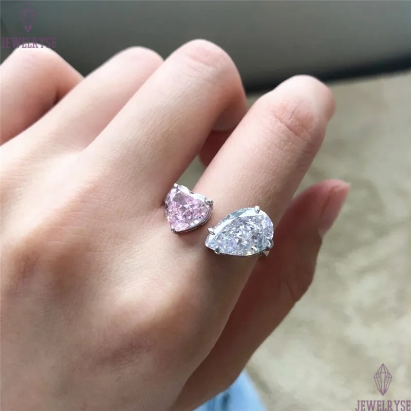love wed heart designer ring for woman 925 sterling silver diamond pink zirconia sqaure luxury womens engagement wedding rings jewelry gift box openin