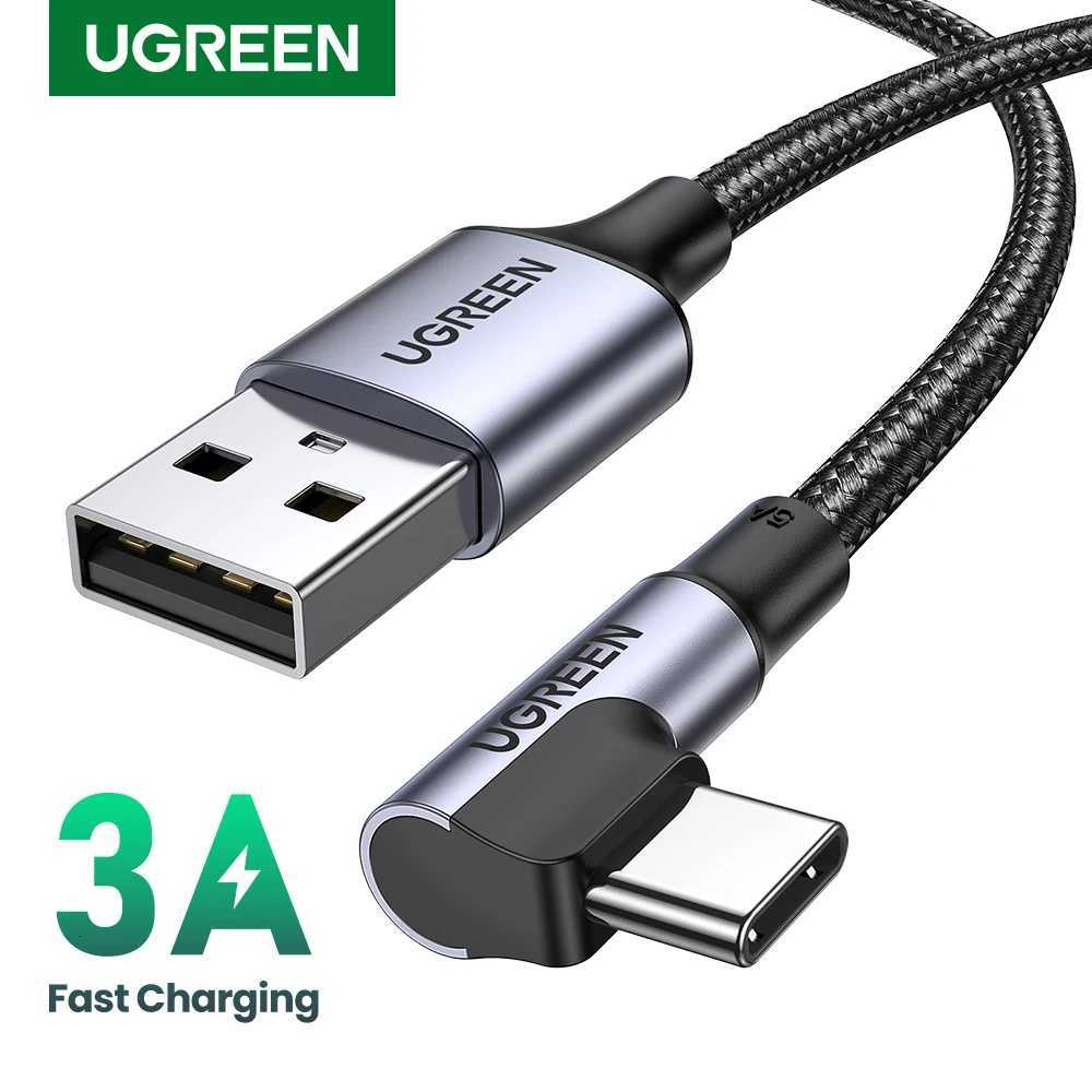 Ugreen USB C Cable for S9 S10 Plus Quick Charge 30 Right Angled USB Type C Fast Charger Data Cable for Game USB-C Wire C251203