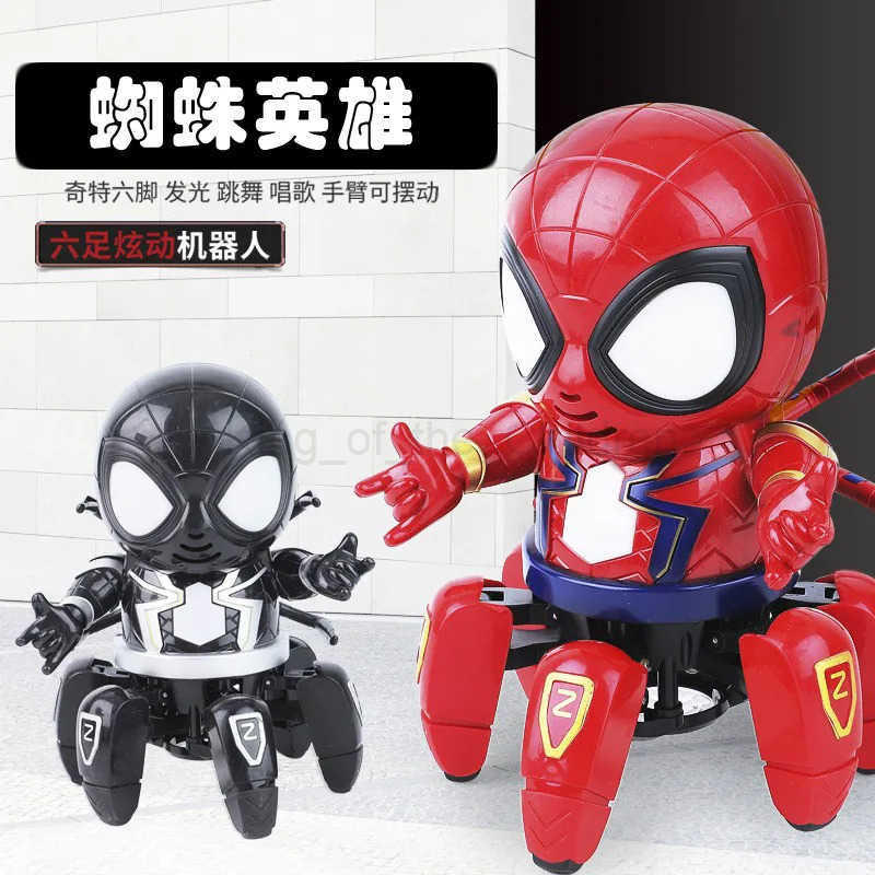 Disney Marvel The Amazing Spider Man Dancing Robot Musical Light Electric Toy Doll Spiderman Action Figure Children Funny Birthday Gift H251203