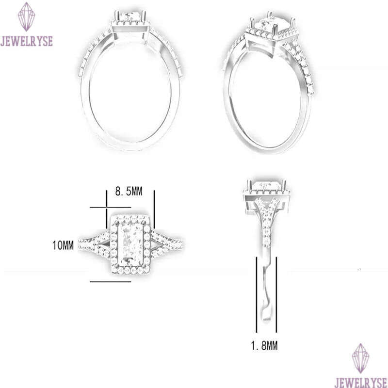 luxury 1ct square diamond designer ring for wed 925 sterling silver white zirconia engagement wedding band rings jewelry woman festival party gift box