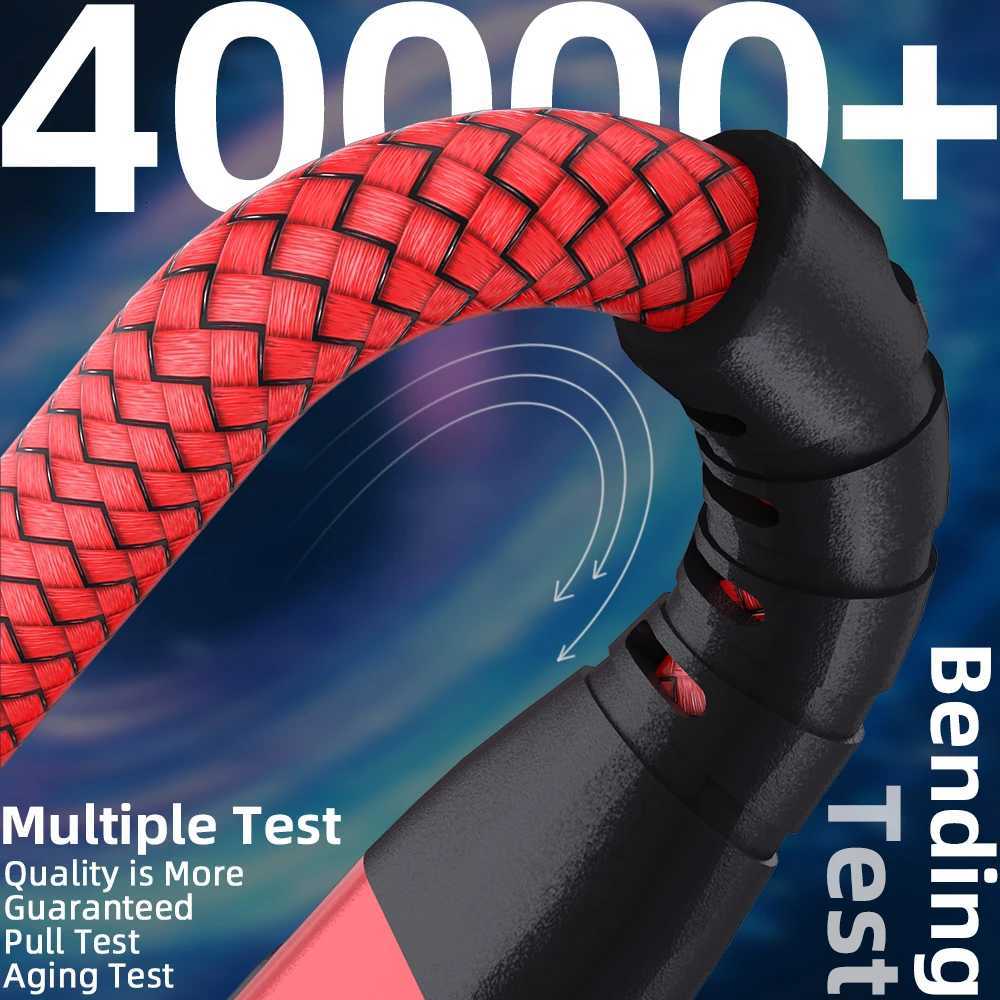 100W USB C to USB C Fast Charging Cable with 480Mbps Transfer Speed Red Nylon Data Cord for Devs C251203