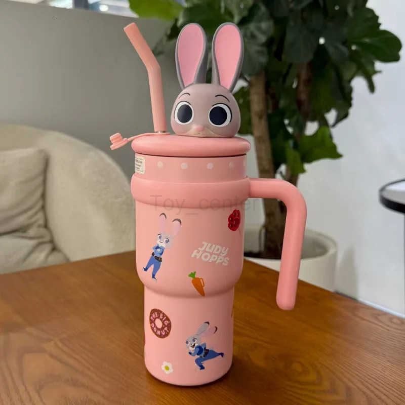 Disney In Stock Zootopia Ice King 700ml Large Capacity Insulated Water Cup with Straw for boys girl Judy High Beauty Toy Figure H251203