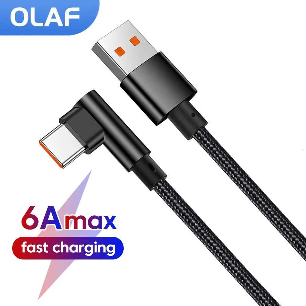 6A USB Type C Cable 90 Degree USB A To Type C Fast Charging Phone Cable For Honor USB C Quick Charge Cable C251203