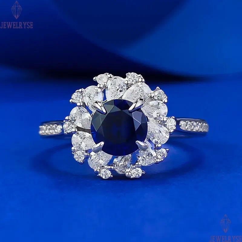blue diamond sapphire designer ring for woman wed 925 sterling silver 5A zirconia round sqaure heart luxury wedding engagement womens rings jewelry gi