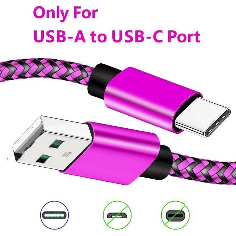 USB A to Type C Nylon Braided Cables 24A Fast 1M 2M Date Sync Charging Wire Charger Cable For Android C251203