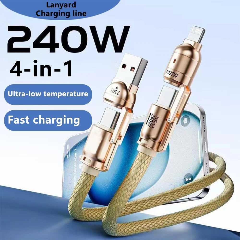 4 in 1 USB Type-C 240W Fast Charge Cable Type-C to Lightning Mobile Phone Lanyard PD27w Charging Cable for iPhone Oneplus C251203