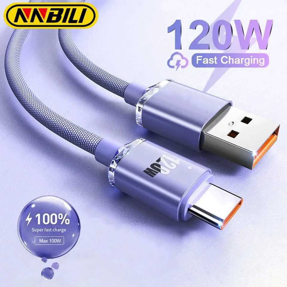 NNBILI 120W 6A Fast Charge USB Type C Quick Charge Cable For Realme Phone Fast Charging Cable Data Cables C251203