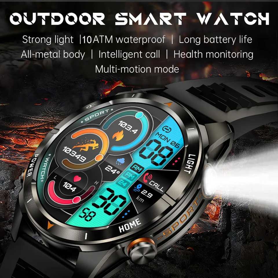 Military Smart Watch Men 10ATM Waterproof 146 AMOLED Sn LED Flashlight 515mAh Battery Rate Sport BT Call Smartwatch C251203