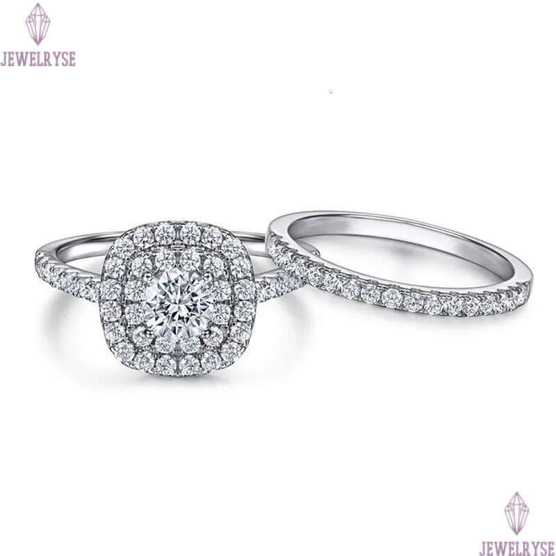 luxury 2pc/set stacking oval diamond ring designer for wed 925 sterling silver white 5A zirconia engagement wedding rings jewelry woman party gift box