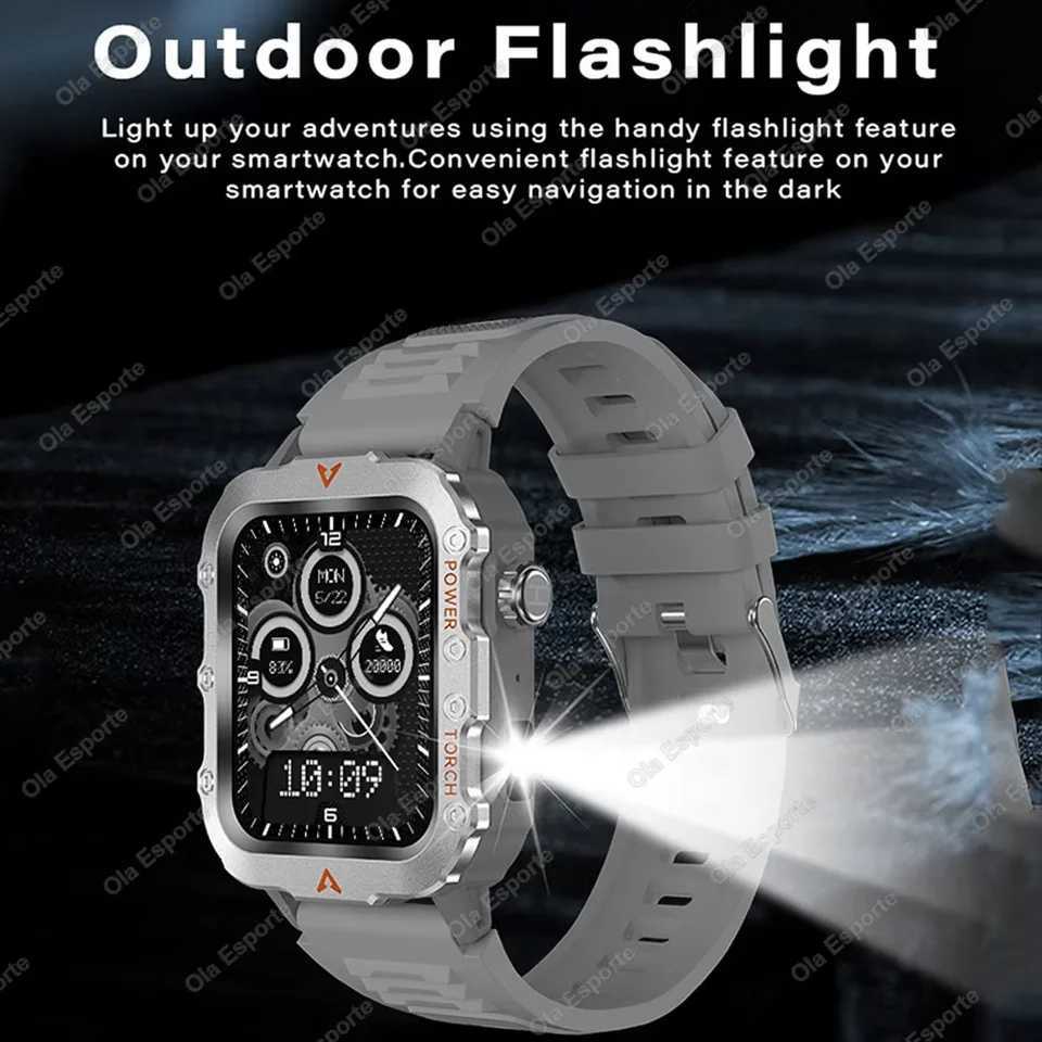 Men Smart Watch Call Sleep Rate Health Monitor Outdoor LED Flashlight Waterproof Sports Watche For Android IOS C251203