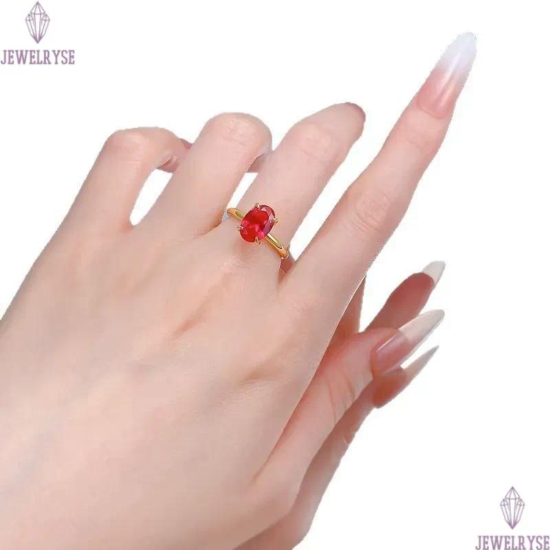 luxurious red oval cut diamond gold ring for woman s925 sterling silver wed wedding party 5A cubic zirconia luxury designer engagement rings jewelry s