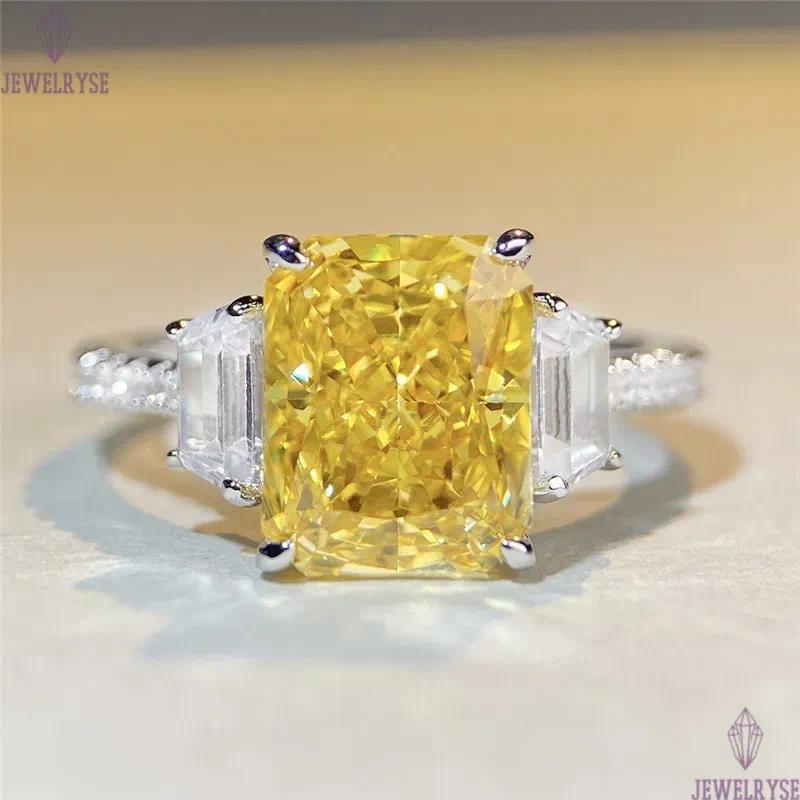 yellow wed diamond designer ring for woman 925 sterling silver 5A zirconia square wedding engagement heart rings womens luxury jewelry mother friend g