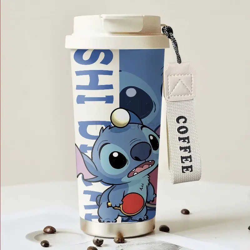 Disney New Stitch cartoon cute thermos mug creative large capacity insulated cold coffee mug leak-proof direct drink cup gift H251203