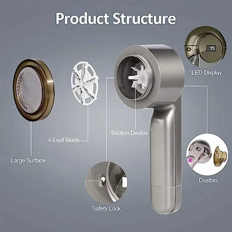 Hot SellingFabric Shaver Rechargeable With LED Digital Display Black Removing Fuzz And Pill From Clothes M251203 - view 5